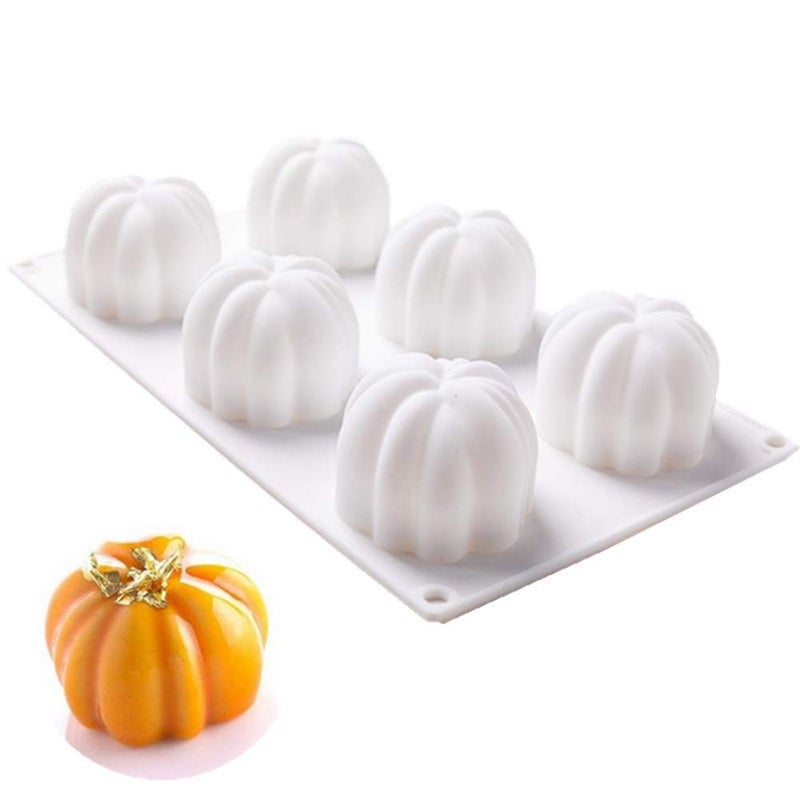 EchoDone Pumpkin Silicone Mold 6 Cavities Cupcake Baking Pan Mousse Tray Molds Kitchen Cake Decoration Fondant Mold for Halloween - Image 1